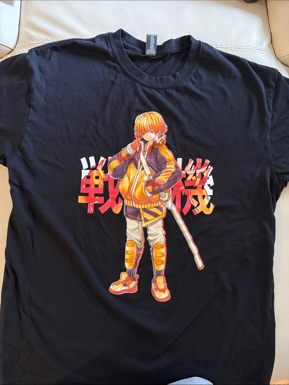 Tultex Black Kids Tee with Orange & Red Anime Character
